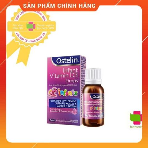 Vitamin D3 Ostelin Drops 2.4ml - Giọt Vitamin D3 Hỗ Trợ Phát Triển Xương Cho Trẻ Sơ Sinh Chính Hãng Úc