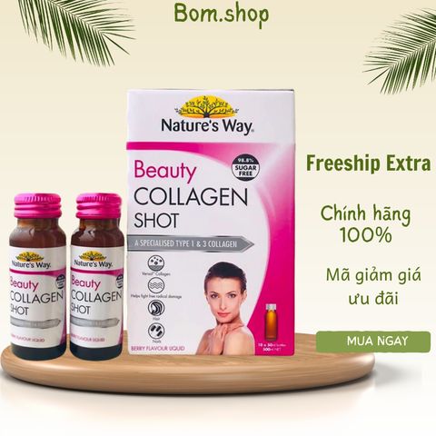 Beauty Collagen Shot Dạng Nước, collagen uống Hộp 10 Chai x 50ml Úc