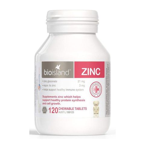 Viên bổ sung kẽm Bioisland cho bé - Hỗ trợ miễn dịch và tăng trưởng, 120 viên chính hãng Úc