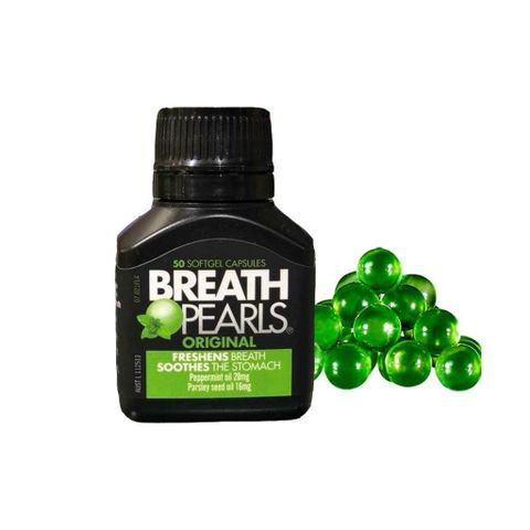 Viên Uống Thơm Miệng Breath Pearls - Khử Mùi Hôi Miệng, Hơi Thở Thơm Mát, Chiết Xuất Thiên Nhiên, An Toàn Sức Khỏe