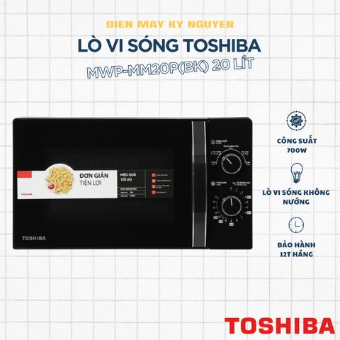 Lò Vi Sóng Toshiba MWP-MM20P(BK) 20L - Thiết Kế Nhỏ Gọn, Hâm Nóng Nhanh, Rã Đông Tiện Lợi cho Gia Đình Hiện Đại