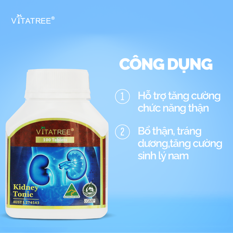 Viên uống bổ thận Vitatree Kidney Tonic - Hỗ trợ chức năng thận, tăng cường sức khỏe hệ tiết niệu, chiết xuất tự nhiên từ Úc