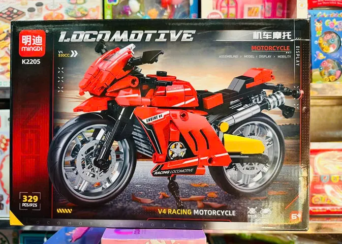 MINGDI K2205 Bộ lắp ráp mô hình xe motor phân khối lớn Locomotive V4 Racing Motorcycle
