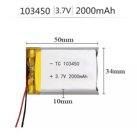 Pin Lipo Polymer 3.7V 2000mAh 103450 với Mạch Bảo Vệ - Nguồn Năng Lượng Tiện Lợi cho Thiết Bị Điện Tử, Drone và Dự Án DIY