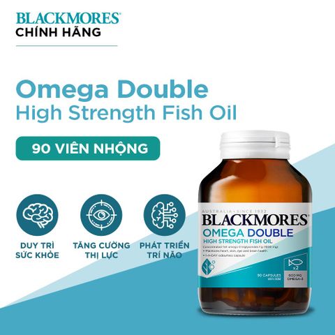 Viên Uống Blackmores Omega Double High Strength Fish Oil 90 Viên - Bổ Sung Omega Hỗ Trợ Tim, Mắt & Da - Hàng Nhập Khẩu Chính Ngạch
