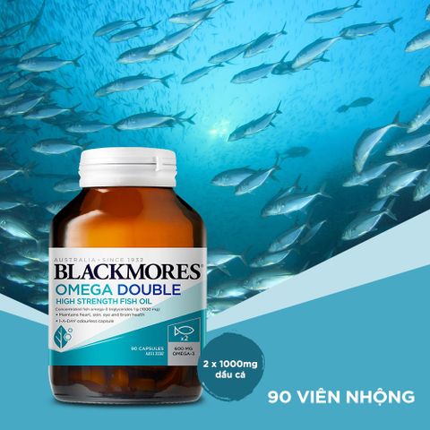 Viên Uống Blackmores Omega Double High Strength Fish Oil 90 Viên - Bổ Sung Omega Hỗ Trợ Tim, Mắt & Da - Hàng Nhập Khẩu Chính Ngạch