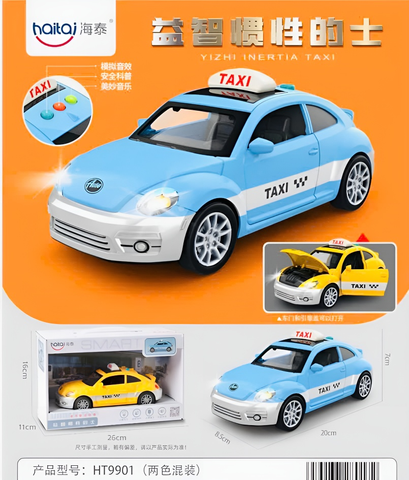 Đồ chơi xe ô tô taxi có đèn và âm thanh 9901, mở được cửa Chọn màu ngẫu nhiên với ánh sáng và âm thanh sinh động 