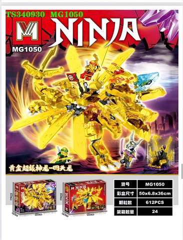 Mega Bloks Đồ chơi lắp ráp chủ đề Ninja rồng vàng MG1050 612pcs - Phát triển tư duy logic - Giáo dục sáng tạo