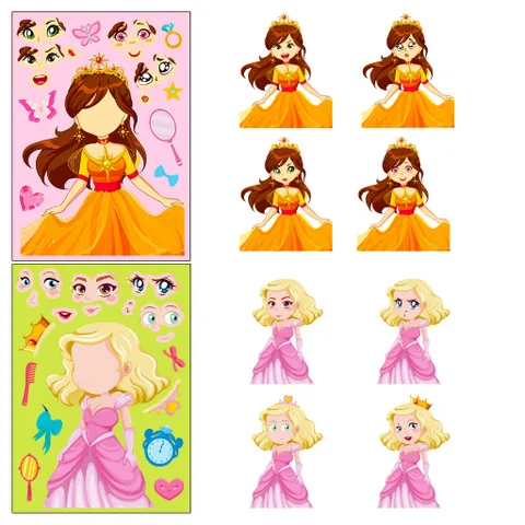 [BỘ 6 TỜ] Sticker Công Chúa Thay Đổi Khuôn Mặt – Make A Face