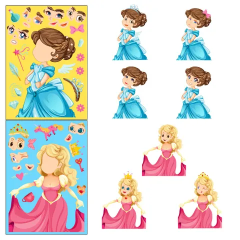 [BỘ 6 TỜ] Sticker Công Chúa Thay Đổi Khuôn Mặt – Make A Face