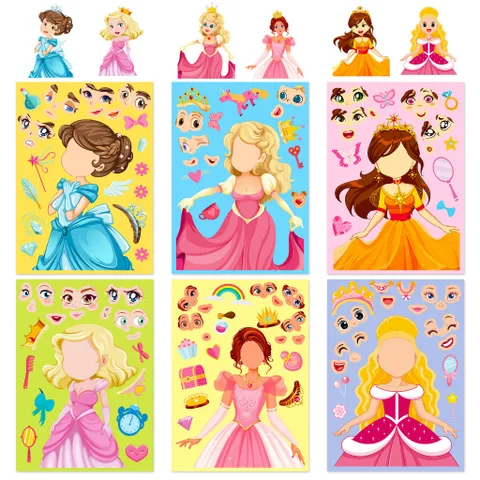 [BỘ 6 TỜ] Sticker Công Chúa Thay Đổi Khuôn Mặt – Make A Face
