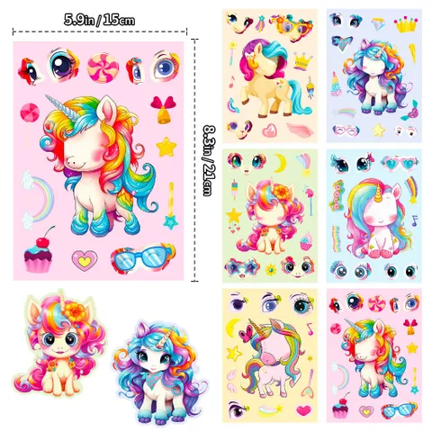[BỘ 6 TỜ] Sticker Pony Cầu Vồng – Sáng Tạo Cá Tính Cho Bé