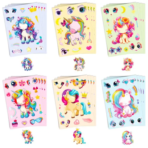 [BỘ 6 TỜ] Sticker Pony Cầu Vồng – Sáng Tạo Cá Tính Cho Bé