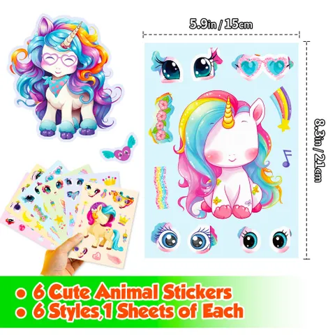 [BỘ 6 TỜ] Sticker Pony Cầu Vồng – Sáng Tạo Cá Tính Cho Bé