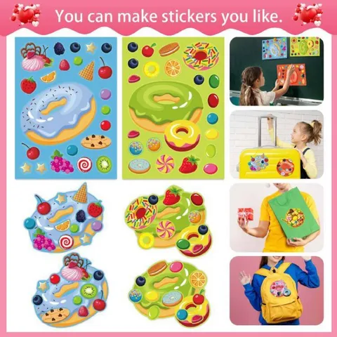 Bộ 6 miếng sticker dán bánh dounut xinh xắn đáng yêu cho bé tập chơi phát triển DIY