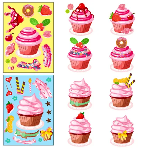 Bộ 6 sticker xem ly độc đáo dễ thương cho bé tập tư duy giải trí