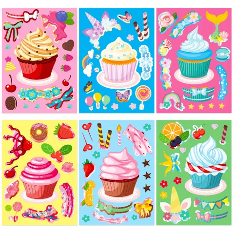 Bộ 6 sticker xem ly độc đáo dễ thương cho bé tập tư duy giải trí