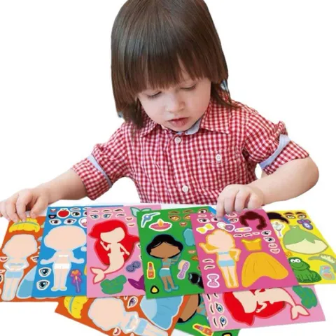 Bộ stickers 6 miếng công chúa dễ thương thay đổi trang phục