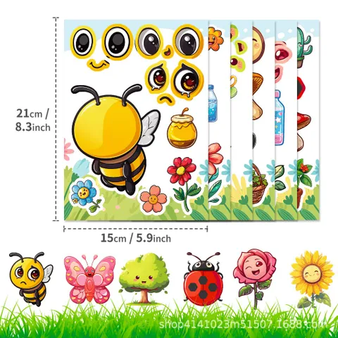 [BỘ 6 TỜ] Sticker Côn Trùng – Động Vật Hoạt Hình