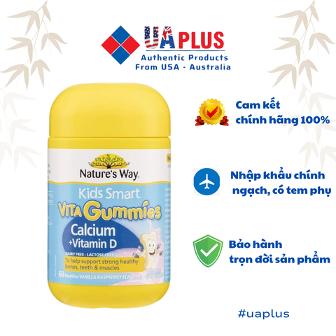 Viên nhai Nature's Way Vita Gummies Canxi + Vitamin D cho trẻ em, hỗ trợ phát triển xương và răng chắc khỏe - 60 viên