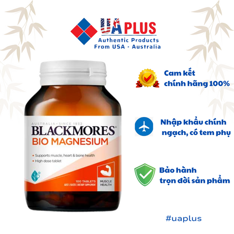 Viên uống Blackmores Bio Magnesium 100 viên - Hỗ trợ cơ bắp, sức khỏe tim và hệ thần kinh - Sản phẩm nhập khẩu chính ngạch từ Úc