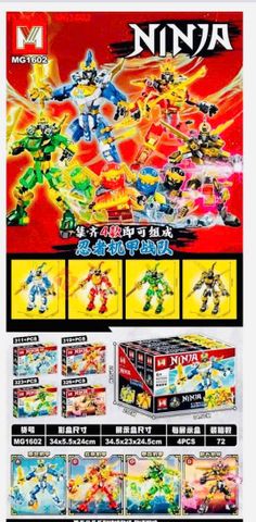 Đồ chơi lắp ráp chủ đề Ninja siêu anh hùng robot có 4 phân loại MG1602A MG1602B MG1602C MG1602D