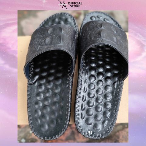 Dép Nam Da Bò Vân Cá Sấu Chống Trơn Quai Ngang - Đế Đúc Cao 3cm, Dành Cho Mọi Hoạt Động Thể Thao Và Vui Chơi