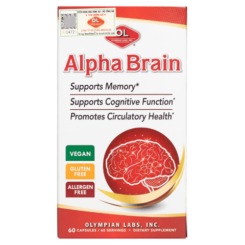 Combo 2 Hộp Alpha Brain Olympian Labs - Viên Uống Hỗ Trợ Tuần Hoàn Máu và Cải Thiện Trí Nhớ, Giảm Căng Thẳng
