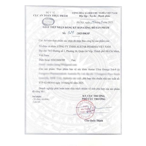 Viên Uống Austar Ultra Omega 3-6-9 - Bổ Não, Đẹp Da, Khỏe Tim, Hỗ Trợ Sức Khỏe Tổng Thể (60 Viên)