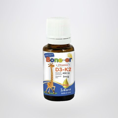 Vitamin D3 + K2 Nhỏ Giọt Bone-er 10ml - Bổ Sung Canxi, Phát Triển Xương Cho Trẻ Sơ Sinh Từ 0 Tháng tuổi, Nhập Khẩu Châu Âu