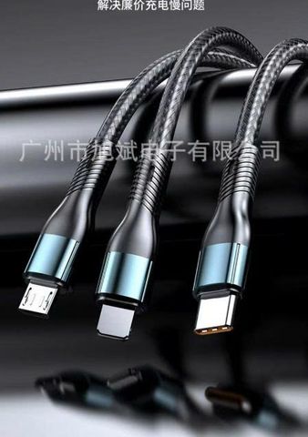 Cáp Sạc Nhanh Đa Năng 3 Trong 1 - Tích Hợp Micro USB, Lightning, USB Type-C, Hỗ Trợ Sạc Nhanh 100W Cho Tất Cả Thiết Bị