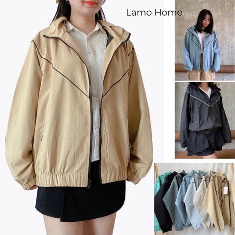 Áo Khoác Dù Chống Nắng Lamo Home A010 - Áo Kaki 2 Lớp, Túi Dây Kéo Tiện Lợi, Thời Trang Nữ Năng Động