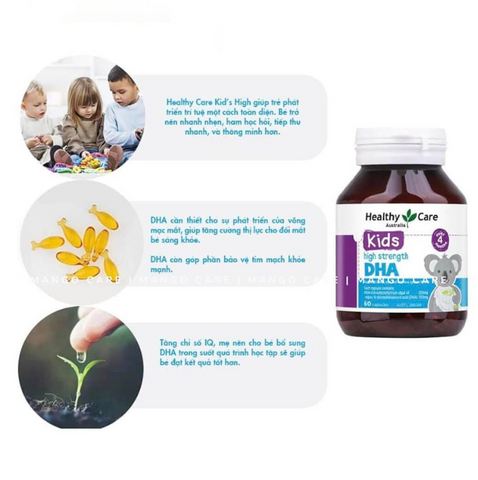 Viên Uống Bổ Sung DHA Cho Bé Healthy Care - Bổ Não, Tăng Cường Trí Nhớ, Hỗ Trợ Phát Triển Trí Tuệ, Hộp 60 Viên, Xuất Xứ Úc