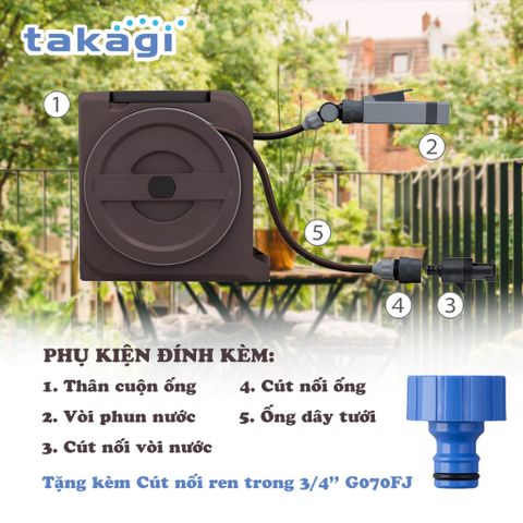Bộ vòi tưới cây 15m NANO NEXT Takagi RM1215BR - Tiện ích tưới cây với 4 chế độ điều chỉnh, bền bỉ, dễ sử dụng cho khu vườn xanh mát