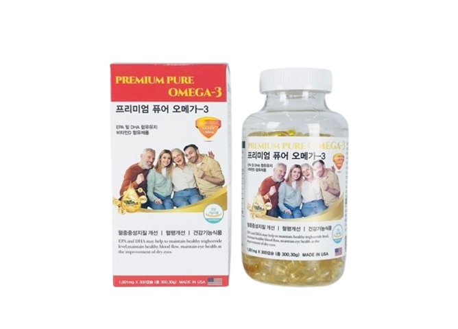Viên Uống Dầu Cá Omega-3 Premium Pure 300 Viên - Tăng Cường Sức Khỏe Tim, Mắt, Não, Chất Lượng Mỹ