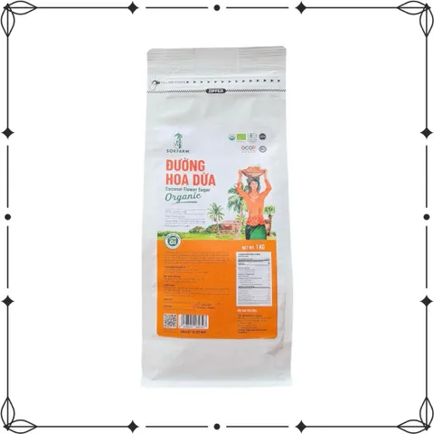 Đường hoa dừa hữu cơ Sokfarm 1kg - Đường ngọt tự nhiên, hấp thu chậm, bổ dưỡng, thay thế đường mía, sức khỏe gia đình.