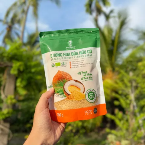 Đường hoa dừa hữu cơ Sokfarm 300g - Organic Coconut Flower Sugar.
