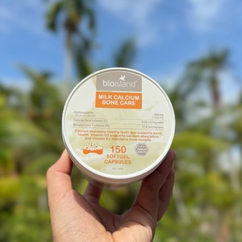 Canxi Sữa Bioisland Milk Calcium Bone Care 150 viên - Hỗ trợ xương khỏe mạnh với Vitamin K2 và D3 cho trẻ và người lớn