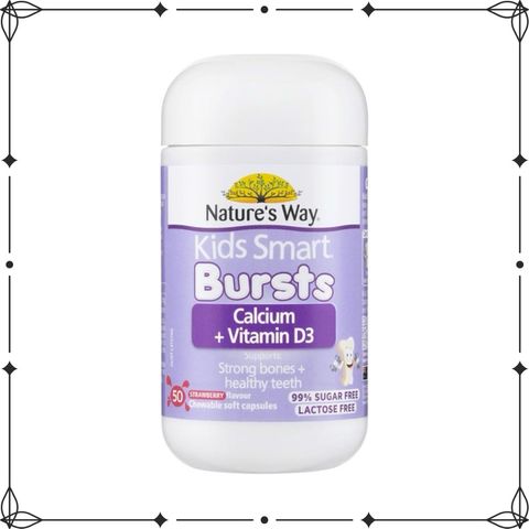 [Nhập khẩu chính ngạch] Canxi sữa cho bé Nature's Way Kids Smart Bursts Calcium + Vitamin D3  lọ 50 viên - dii.