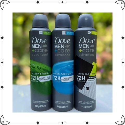 Xịt Khử Mùi Nam Dove Men + Care 72h Protection 250ml - Sản Phẩm Chính Hãng Mỹ - Chăm Sóc Cơ Thể Tươi Mát, Dịu Nhẹ