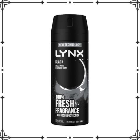 Xịt khử mùi cho nam LYNX Black Frozen Pear & Cedarwood Scent 100% Fresh 165ml - diihangmyuc.