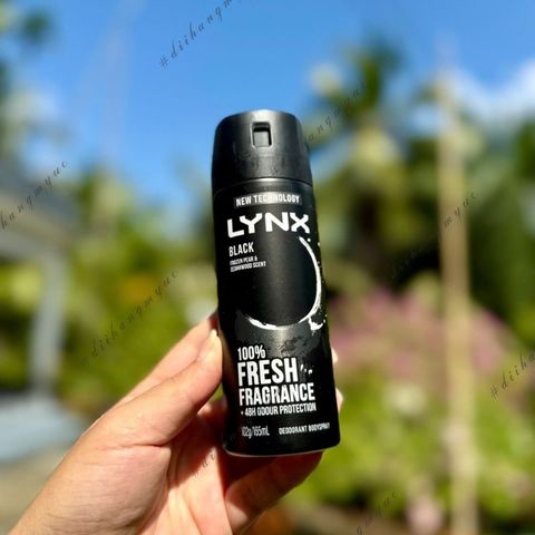 Xịt khử mùi cho nam LYNX Black Frozen Pear & Cedarwood Scent 100% Fresh 165ml - diihangmyuc.