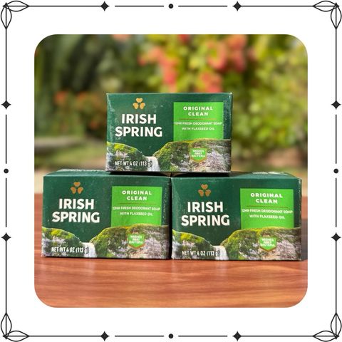 Combo 3 Xà Bông Cục Irish Spring 113g - Xà Phòng Deodorant Làm Sạch Da, Hương Tươi Mát, Không Khô Da, Dùng Cho Gia Đình