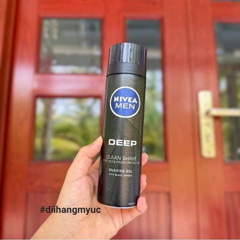Gel cạo râu Nivea Men Deep Clean 200ml - Bảo vệ da, Giảm kích ứng, Công nghệ Skin Guard, Chăm sóc & Cảm giác sạch sẽ sau khi cạo