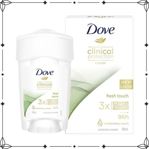 Lăn Khử Mùi Nữ Dove Clinical Protection Cream Fresh Touch 45ml - Hiệu Quả 96 Giờ, Dưỡng Ẩm, Chống Kích Ứng Da