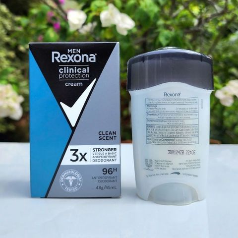 Lăn Khử Mùi Nam Rexona Clinical Protection Clean Scent 45ml - Kiểm Soát Mồ Hôi Hiệu Quả 96 Giờ, Hương Tươi Mát Suốt Ngày