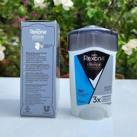 Lăn Khử Mùi Nam Rexona Clinical Protection Clean Scent 45ml - Kiểm Soát Mồ Hôi Hiệu Quả 96 Giờ, Hương Tươi Mát Suốt Ngày