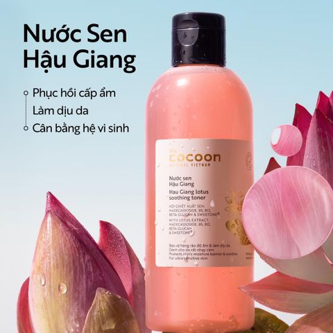 Nước Cân Bằng Cocoon Sen Hậu Giang 500ml - Toner Làm Dịu Da Nhạy Cảm Với Chiết Xuất Tự Nhiên, Dưỡng Ẩm Và Phục Hồi Da.