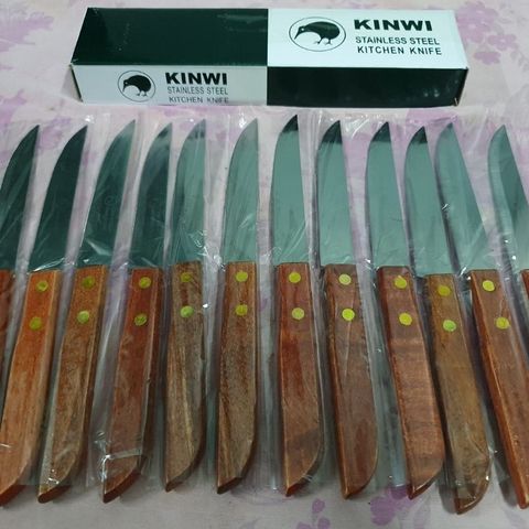 Hộp 12 Cây Dao Bếp Cán Gỗ Mũi Bầu/Mũi Nhọn Inox - Dao Gọt Trái Cây Siêu Bén, Dụng Cụ Nhà Bếp Chất Lượng Cao