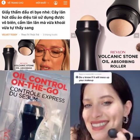 Thanh lăn hút dầu đá núi lửa Revlon Volcanic Stone Roller - Giải pháp kiểm soát dầu thừa cho làn da sáng khỏe, tiện lợi và thời trang.